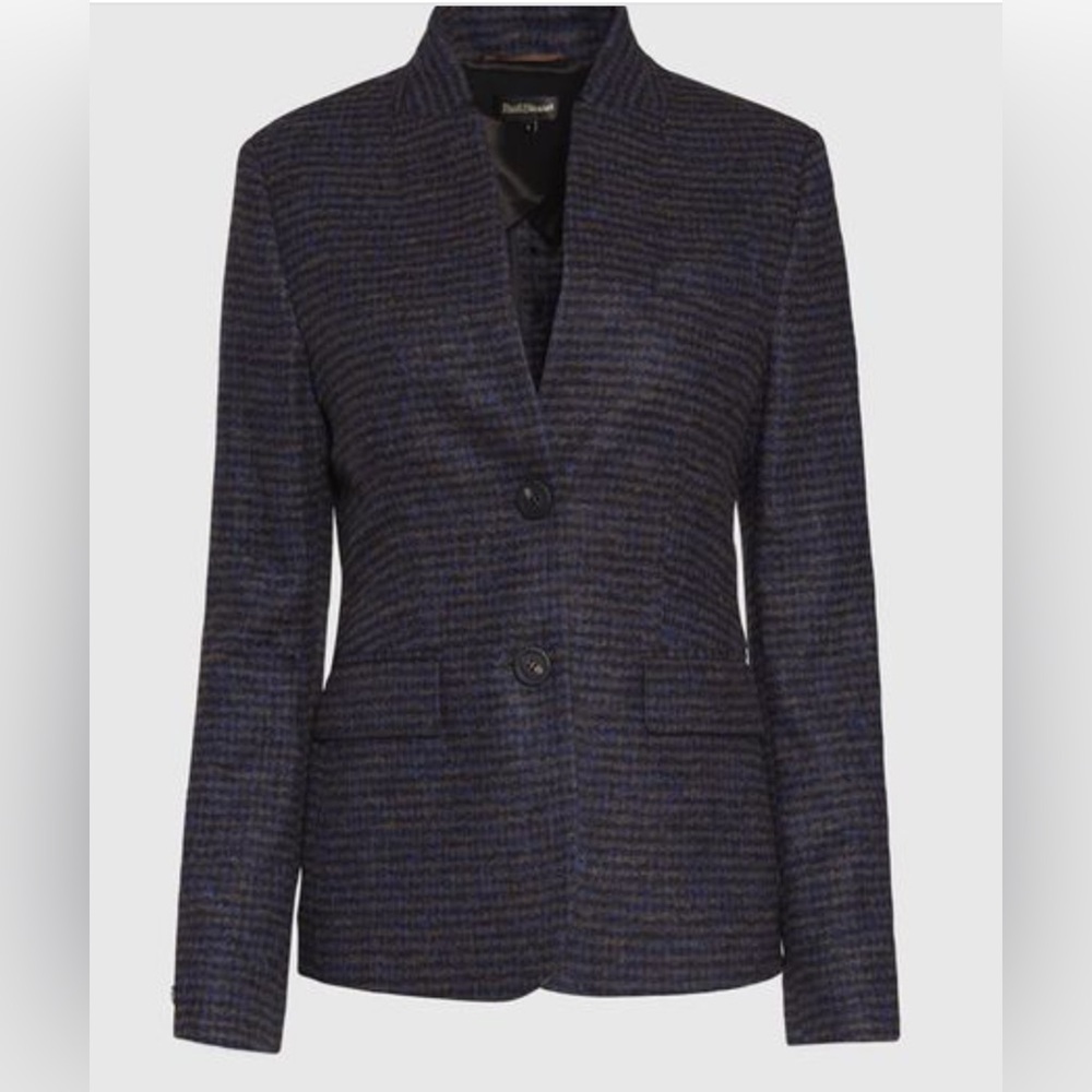 Paul Stuart Women’s Brown Blue Wool Blend Knit Jacket Size 10